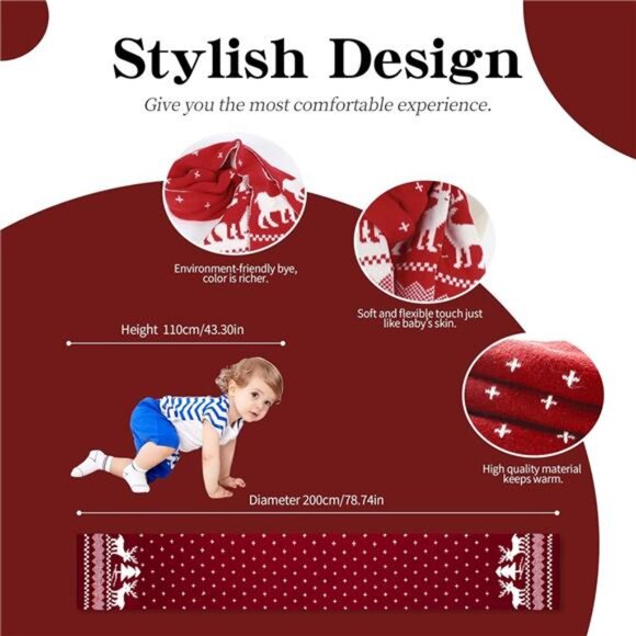 Fall & Winter Soft Knit Scarf - Reindeer & Snowflake Pattern for Women - Picture 4 of 8